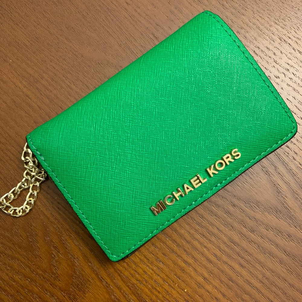 Michael Kors Jet Set Palm Green Bifold Wallet